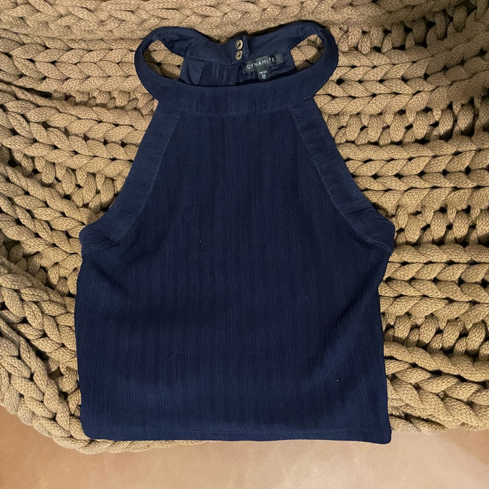 Dynamite Navy Blue Halter Crop Top.